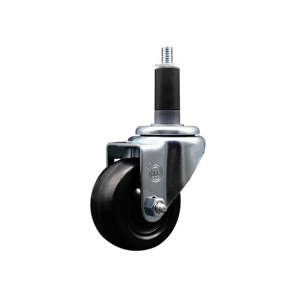 3'' Soft Rubber Swivel 1-1/8'' Expanding Stem Caster with Brake